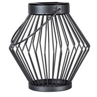 Solar LED Lantaarn Rotan 17 cm - Draadloos op zonne-energie - Grijs