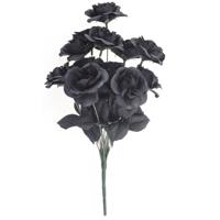 Bosje met 6 zwarte rozen - Halloween decoraties - 38 cm - Verkleedaccessoires - dode bloemen