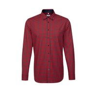 Seidensticker geruit slim fit overhemd rood/donkerblauw - thumbnail