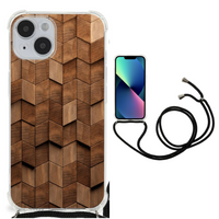 Stevig Telefoonhoesje voor iPhone 14 Wooden Cubes