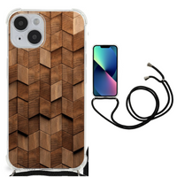 Stevig Telefoonhoesje voor iPhone 14 Wooden Cubes - thumbnail