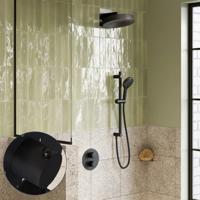 Regendouche set SaniClear Evolution Stripes | 30 cm | Incl.Inbouwdeel | 2 standen handdouche | Met glijstang | Zwart Mat