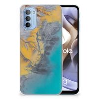 Motorola Moto G31 | G41 TPU Siliconen Hoesje Marble Blue Gold - thumbnail