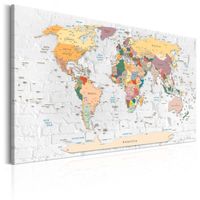 Schilderij - Wereldkaart , kleurrijke landen