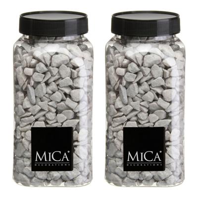 Mica Decorations decoratie steentjes - 2x - grijs - 1 kilo - 650ml - hobby steentjes
