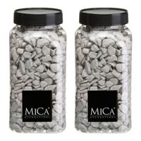 Mica Decorations decoratie steentjes - 2x - grijs - 1 kilo - 650ml - hobby steentjes