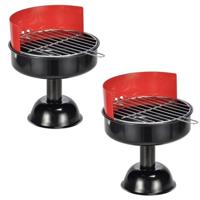 Asbak BBQ/grill - 2x - rood - 13 x 15 cm - feest/cadeau asbakken