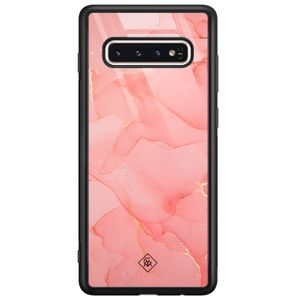 Samsung Galaxy S10 glazen hardcase - Marmer roze