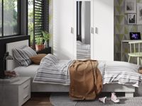 Bed SAMMOU 90x200 cm beton/wit - thumbnail