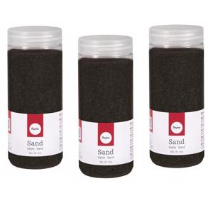 Hobby Fijn decoratie zand korrels - 3x pakjes - zwart - 475 ml - zandkorrels - knutselmateriaal