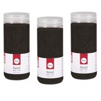 Hobby Fijn decoratie zand korrels - 3x pakjes - zwart - 475 ml - zandkorrels - knutselmateriaal