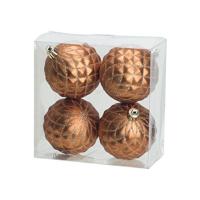 Cosy & Trendy Kerstballen - 4 stuks - koperkleur - kunststof - 8 cm