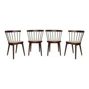 sweeek - Houten en rotan stoelen (set van 4)