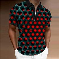 Voor heren POLO Shirt Golfshirt 3D Print Strijkijzer Rood blauw Paars Oranje Groen 3D-afdrukken Buiten Straat Korte Mouw Vetoketju Afdrukken Kleding Modieus Ontwerper Casual Ademend Lightinthebox