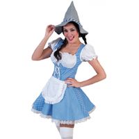 Blauw geblokte Oktoberfest jurk voor dames 44-46 (2XL/3XL)  - - thumbnail