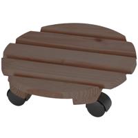 Plantentrolley - hout - donkerbruin - rond - 30 cm - tot 100 kg - thumbnail