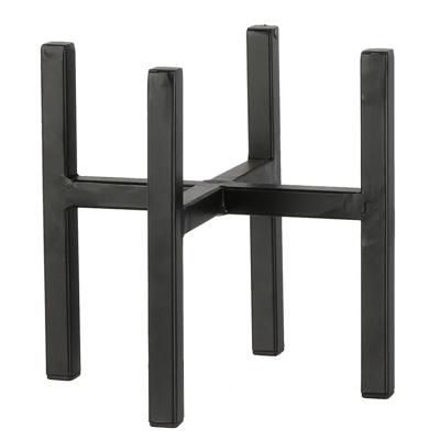 Mica Decorations - bloempot plantenpot standaard / verhoger - zwart - B14 x H16 cm - metaal