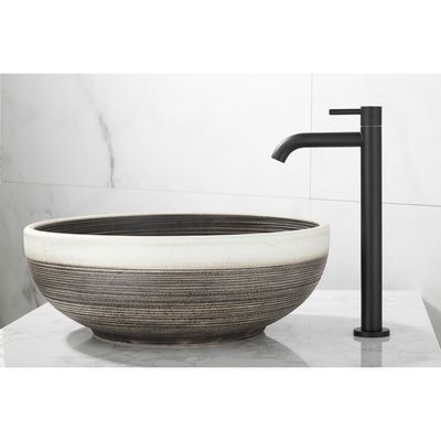 Fonteinkraan SaniClear Nero | Opbouw | Koudwater kraan | Hoog model | 1-hendel | Rond | Zwart mat
