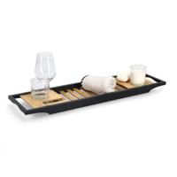 Badkuipplank/badrek - zwart - bamboe hout - 70 x 20 x 3,5 cm - mini-spa/wellness