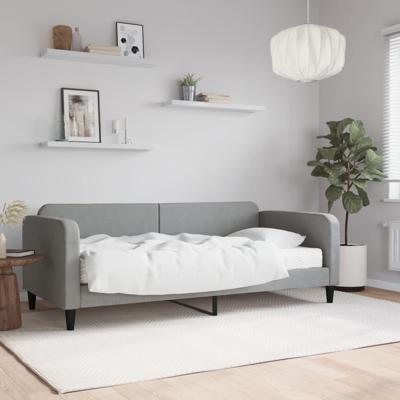 Slaapbank met matras 90x200 cm stof lichtgrijs