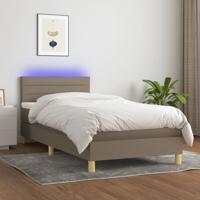 Boxspring met matras en LED stof taupe 90x190 cm