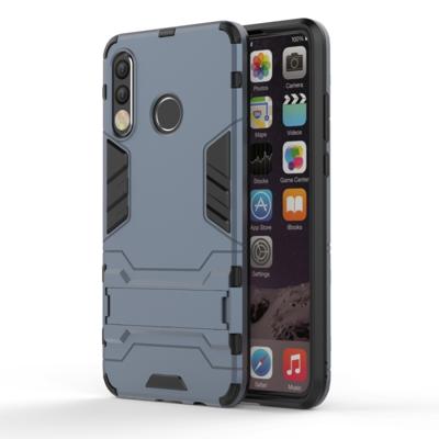Schokbestendige PC + TPU Case voor Huawei P30 lite met houder (marineblauw)