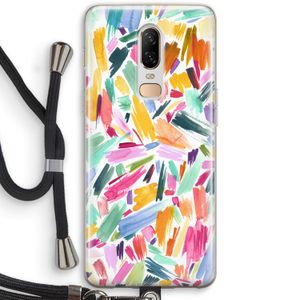 Watercolor Brushstrokes: OnePlus 6 Transparant Hoesje met koord