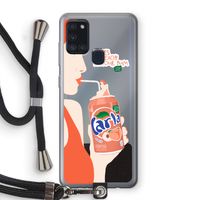 Peach please!: Samsung Galaxy A21s Transparant Hoesje met koord