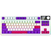 LORGAR kbp70tklw, gaming toetsenbord (wit, us lay-out, logar toxic purple, tkl, rgb, hot-swappable, pbt double-shot, bluetooth / 2.4ghz / usb)
