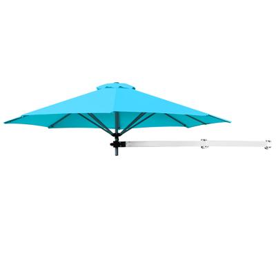247cm Wandgemonteerde Cantilever Parasol Patio Wandgemonteerde Parasol met Verstelbare Paal Kantelbare Parasol Blauw