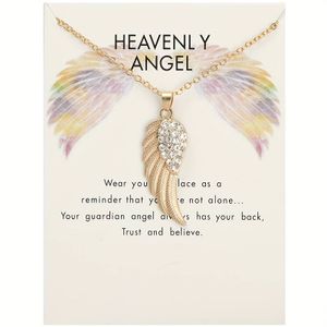 Goudkleurige Engelvleugel Ketting op 'Heavenly Angel' Kaartje - Sieraden - Spiritueelboek.nl