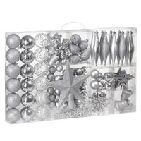 Kerstballen, set van 102 stuks, zilver, kerstversiering - thumbnail