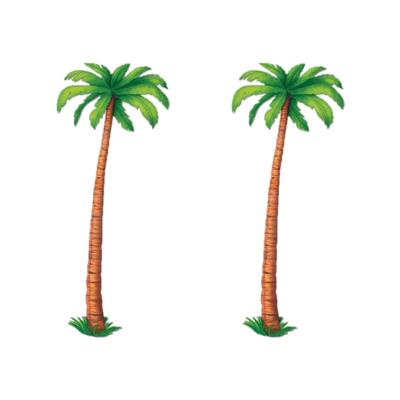 Decoratie hawaii party thema palmboom - 2x - plastic- 180 cm - wand/muur - feestartikelen/versiering