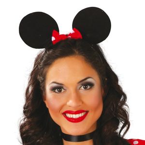 Verkleed diadeem muis/muizen oren/oortjes met strikje - meisjes/dames - Carnaval