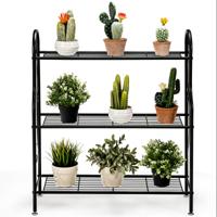 Metalen Plantenstandaard met 3 Niveaus Multifunctionele Opbergplank Bloempotstandaard voor Tuin Balkon en Woonkamer (72 x 25 x 85 cm)