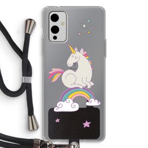 Regenboog eenhoorn: OnePlus 9 Transparant Hoesje met koord