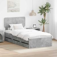 Bedframe met lade Beton Grijs 75 x 190 cm Geconstrueerd hout