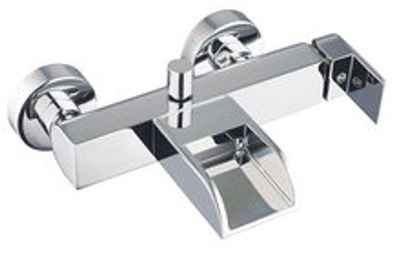 IDROVIA ééngreepsmengkraan bad met watervaluitloop, chroom keramische schijven geluidsarme, verwisselbare 35 mm cartouche ½" (Ø ca. 1,9 cm) verbinding voor doucheslang zijdelingse metalen gree