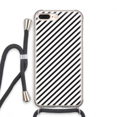 Strepen zwart-wit: iPhone 7 PLUS Transparant Hoesje met koord