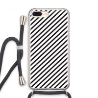Strepen zwart-wit: iPhone 7 PLUS Transparant Hoesje met koord