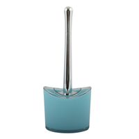 MSV Toiletborstel in houder/wc-borstel Aveiro - PS kunststof/rvs - lichtblauw/zilver - 37 x 14 cm - Toiletborstels - thumbnail