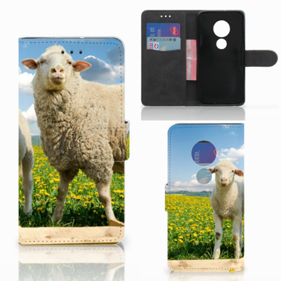 Motorola Moto G7 Play | Telefoonhoesje | Met pasjeshouder | Schaap en Lammetje