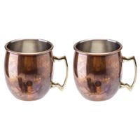 2x Cocktailbekers/cocktailglazen Moscow Mule 450 ml antiek koper - thumbnail