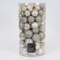 Decoris Kerstbal kunststof d6cm ass 100st pearl