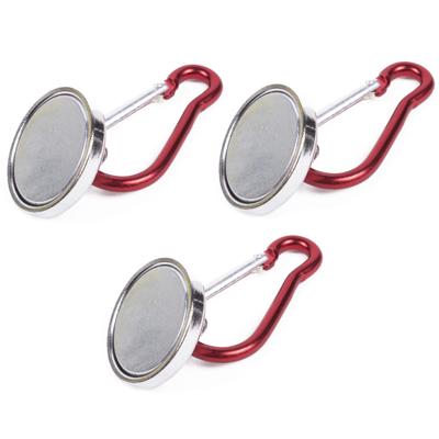Magneet met karabijnhaak - 3x stuks - karabiner - tot 15 kg - musketon