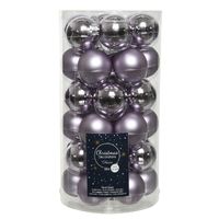 36x Lila paarse kleine glazen kerstballen 4 cm mat en glans   - - thumbnail