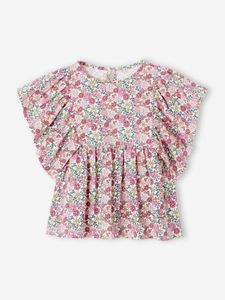 Shirt-blouse voor meisjes met motiefjes meerkleurig