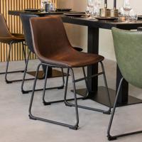 LABEL51 Eetkamerstoel Risto - Bruin - PU-Leder - Black Frame