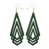 3 stuks natuurlijke houten oorbellen Geometic Hollow driehoek persoonlijkheid eenvoudige mode-sieraden voor vrouw metaal kleur: groen