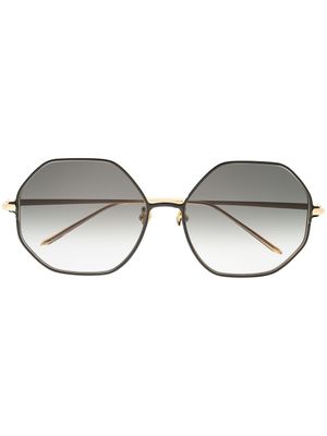Linda Farrow lunettes de soleil à monture hexagonale - Or